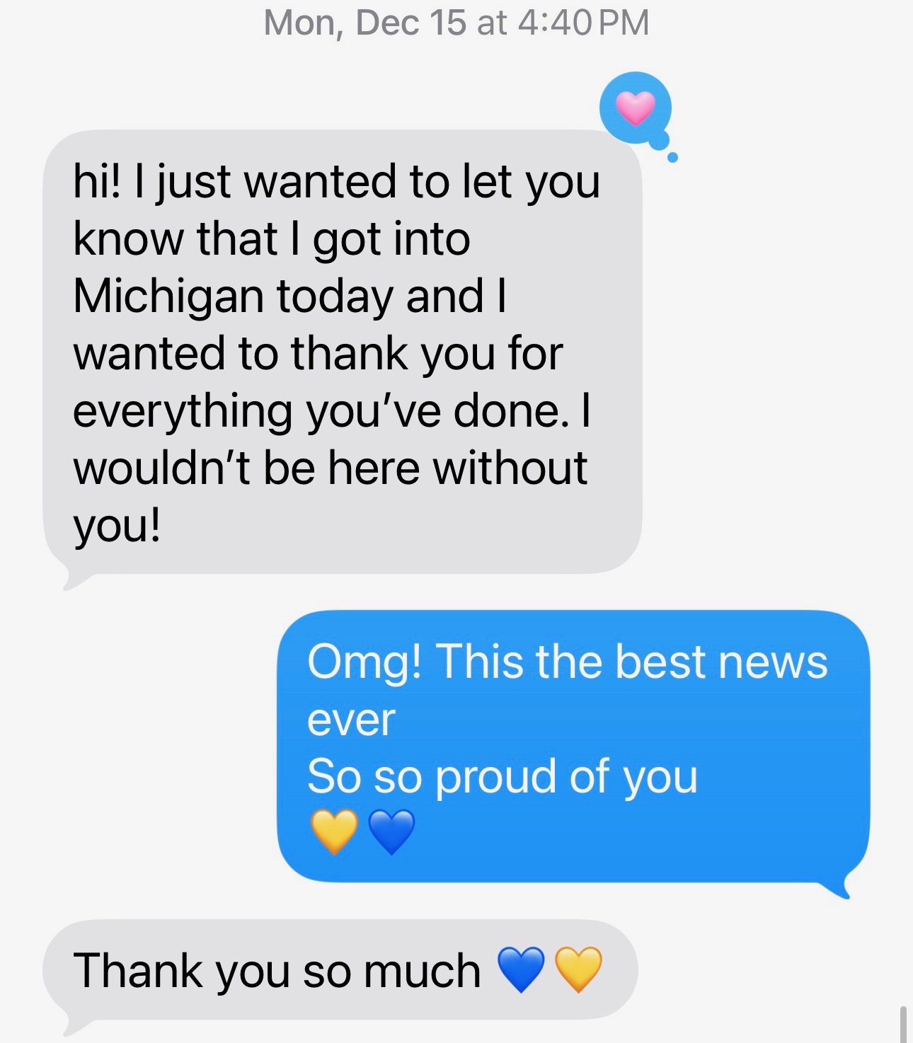 Student got into University of Michigan