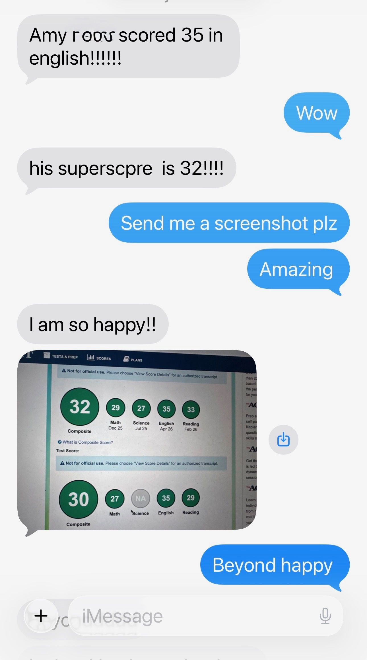 Student 35 English score